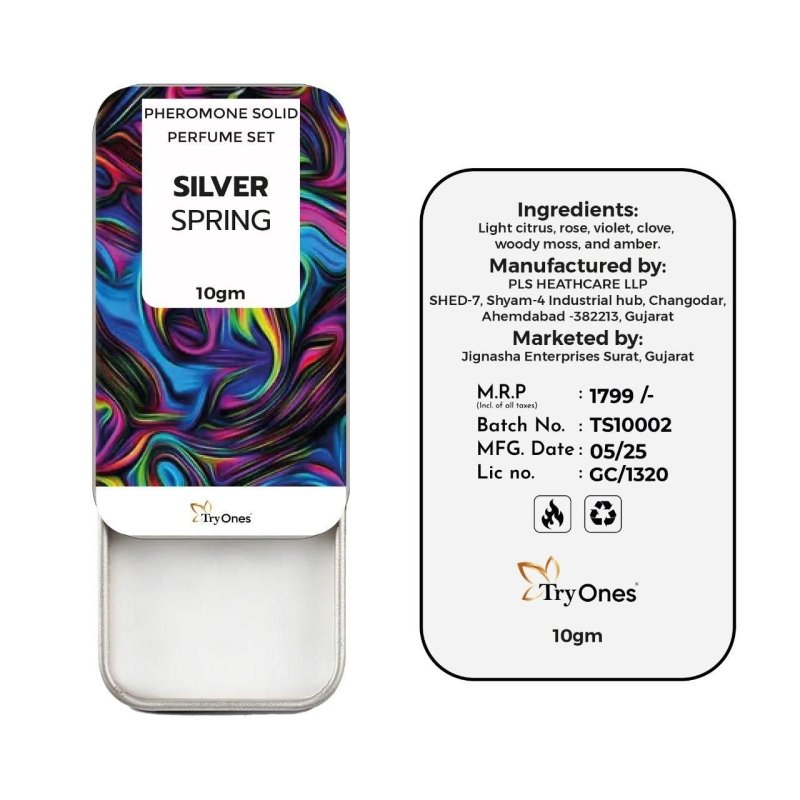 Pheromone Solid Perfume Set Silver Spring 20 gm Pack of 2 - Fleur O'essence